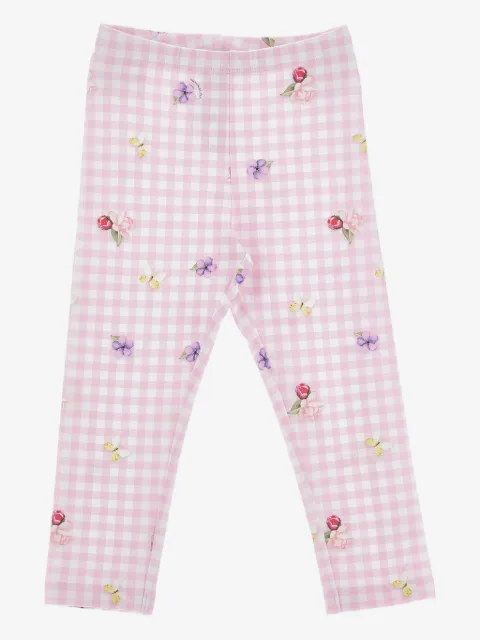 Monnalisa Geruite legging met bloemenpatroon