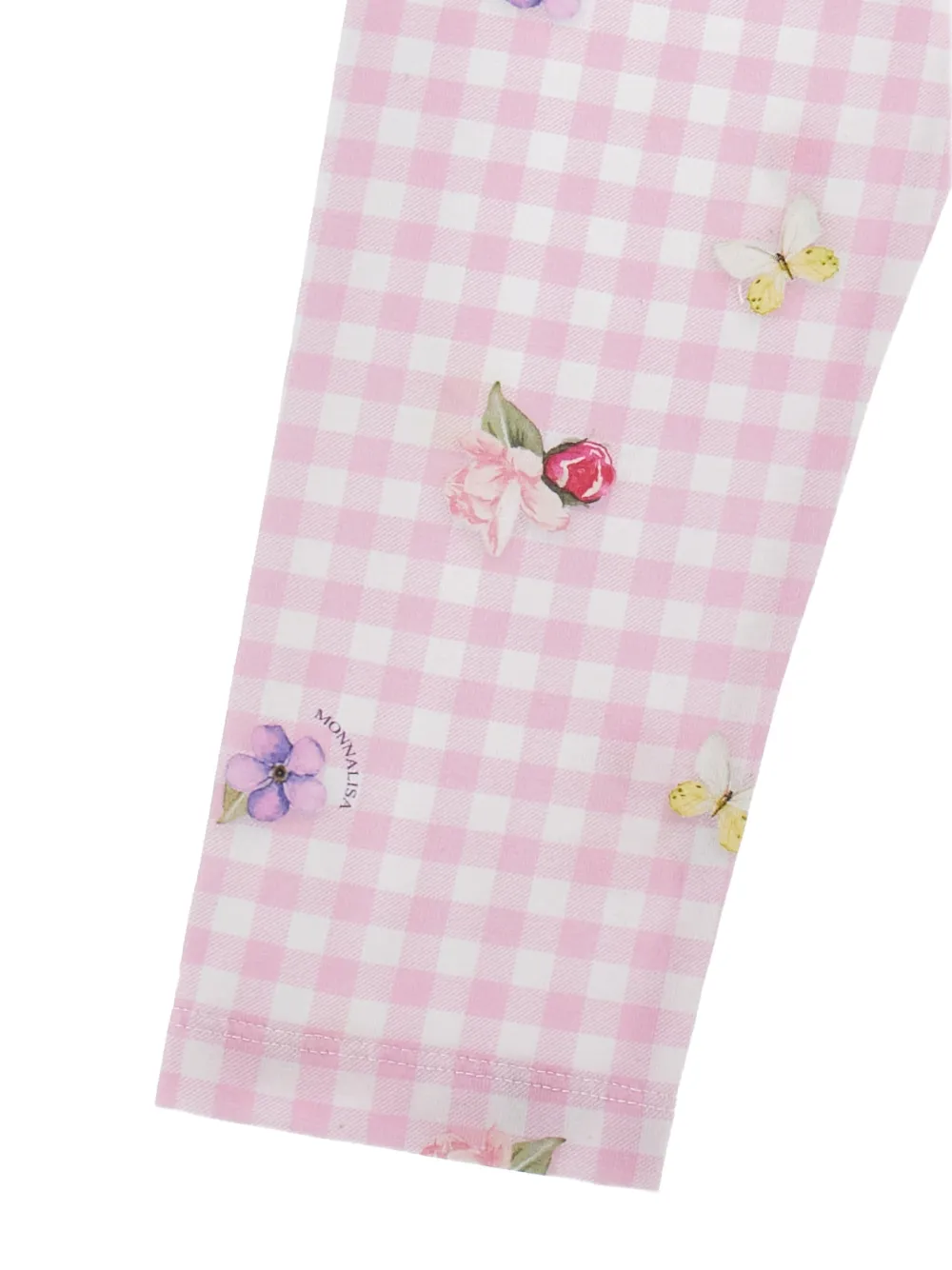  Monnalisa Floral-motif Check-pattern Leggins - Pink 