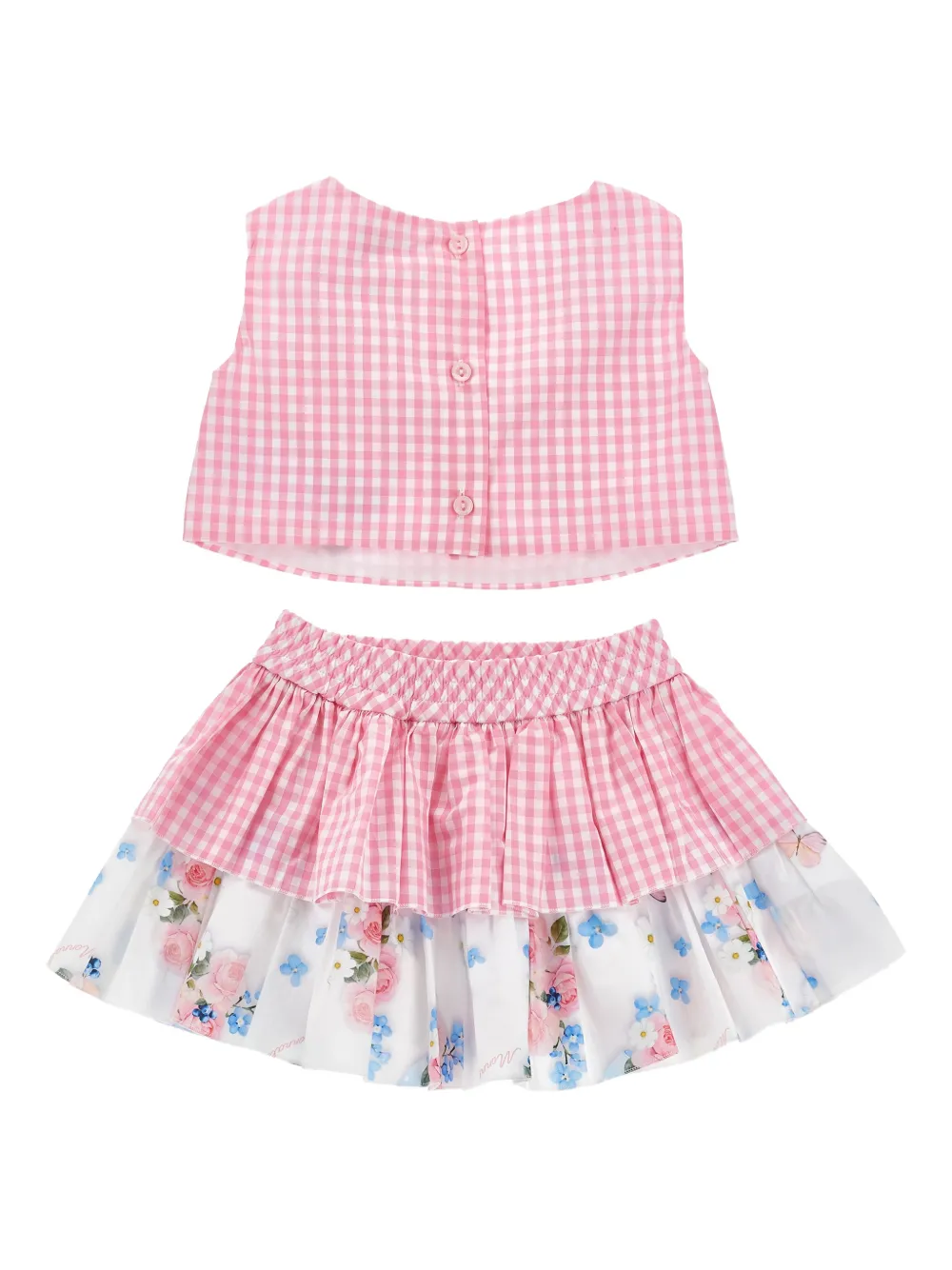 Monnalisa Rok met gingham ruit - Roze