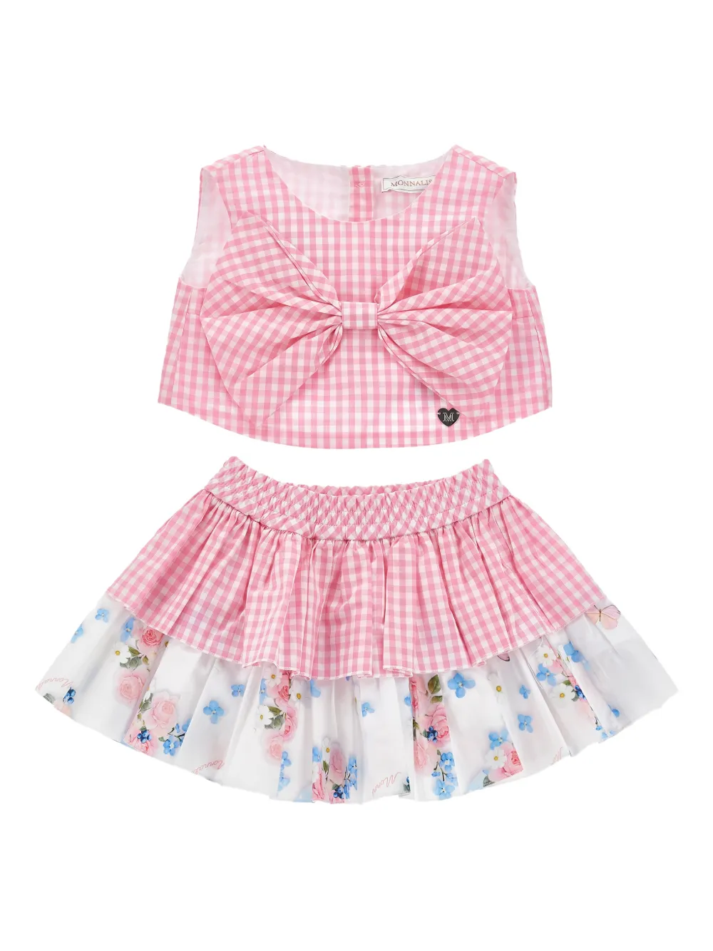 Monnalisa Set con gonna a quadretti - Rosa