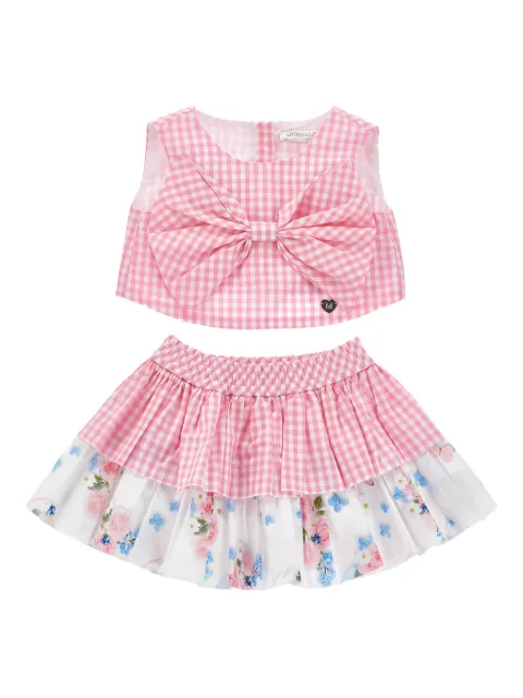 Monnalisa gingham-pattern skirt set