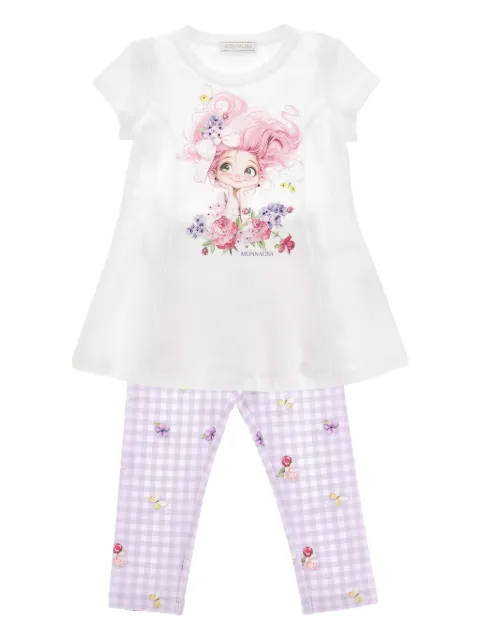 Monnalisa gingham-pattern floral trousers set