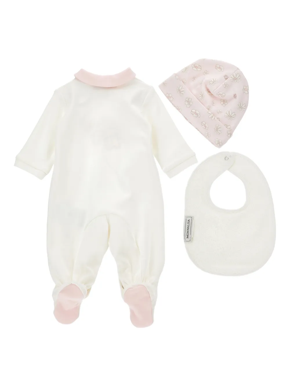 Monnalisa Babypakje met bloemdetail Wit