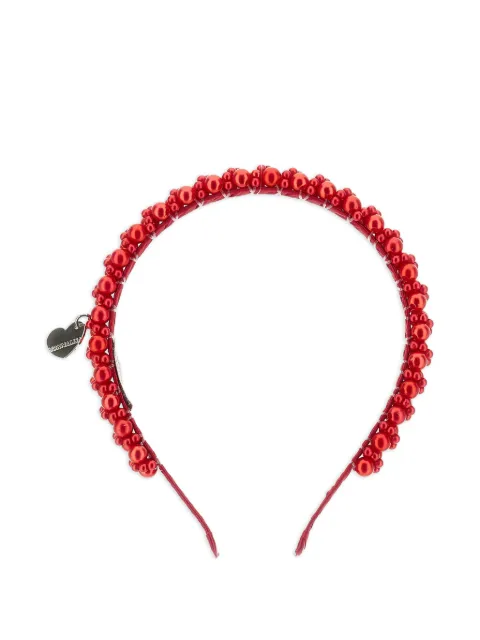 Monnalisa beaded heart-charm headband