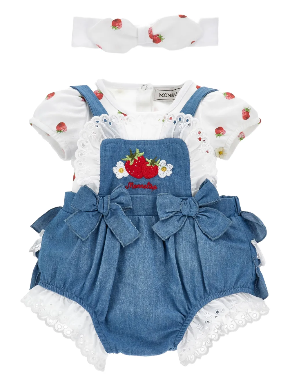 Monnalisa Strampler-Set mit Schleifendetail - Blau