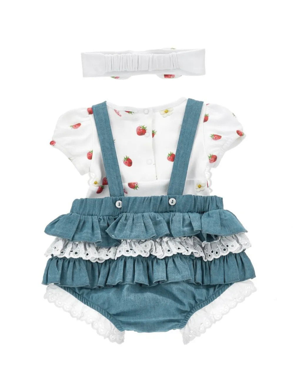 Monnalisa Romper met geborduurd strikdetail Blauw