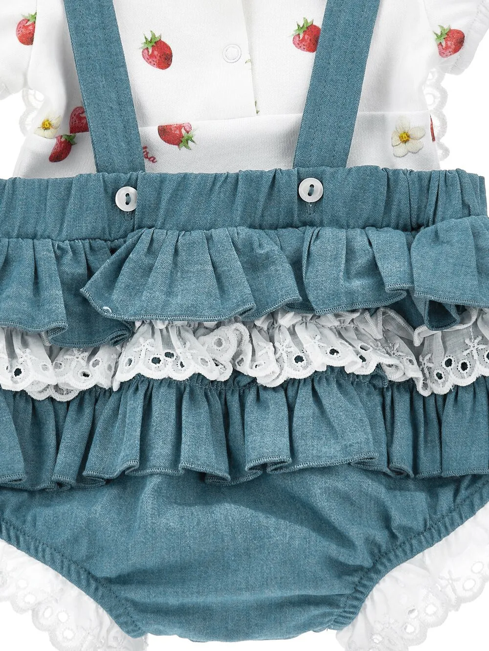 Monnalisa Romper met geborduurd strikdetail Blauw