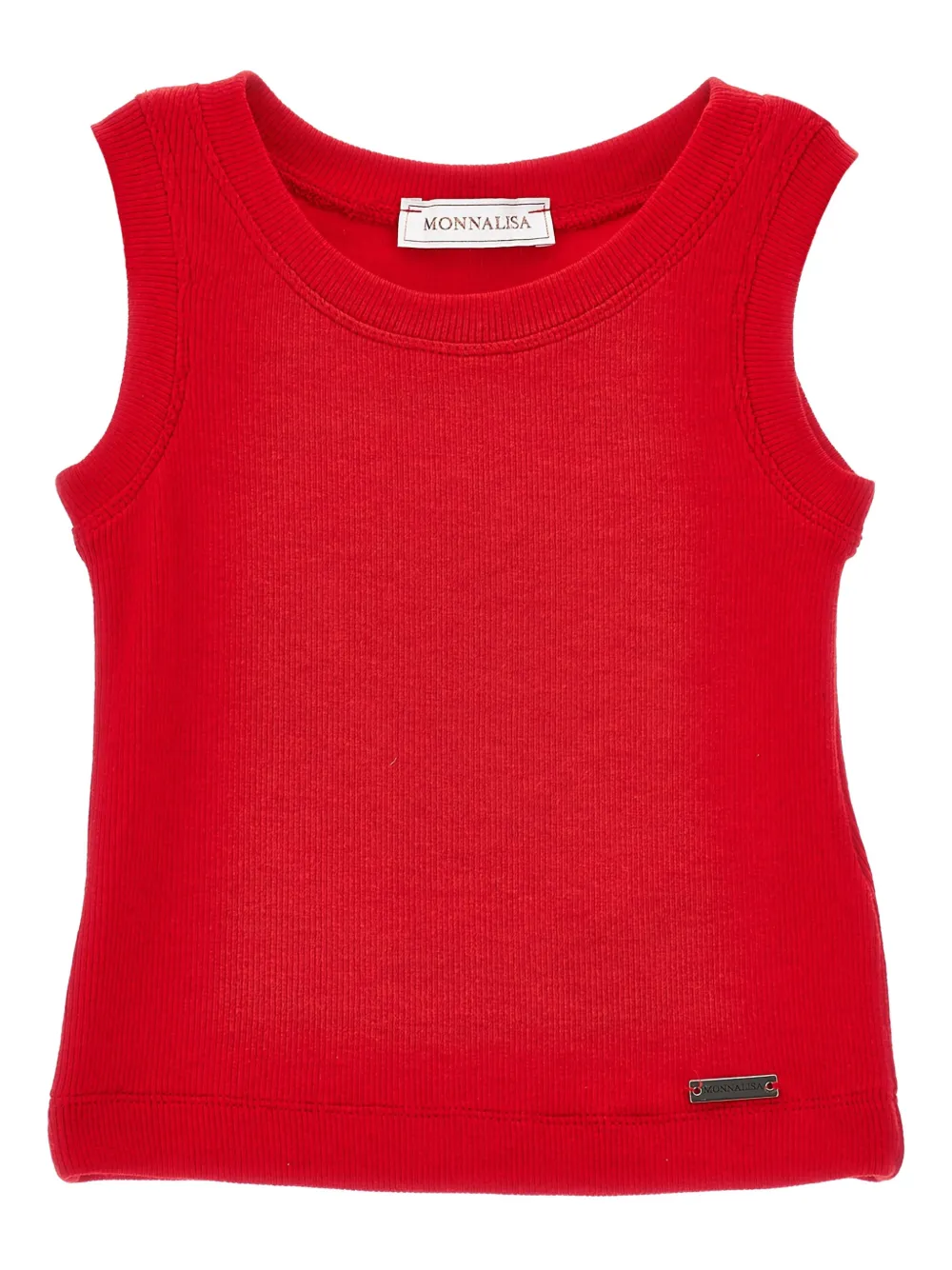 Monnalisa Top a coste con placca logo - Rosso