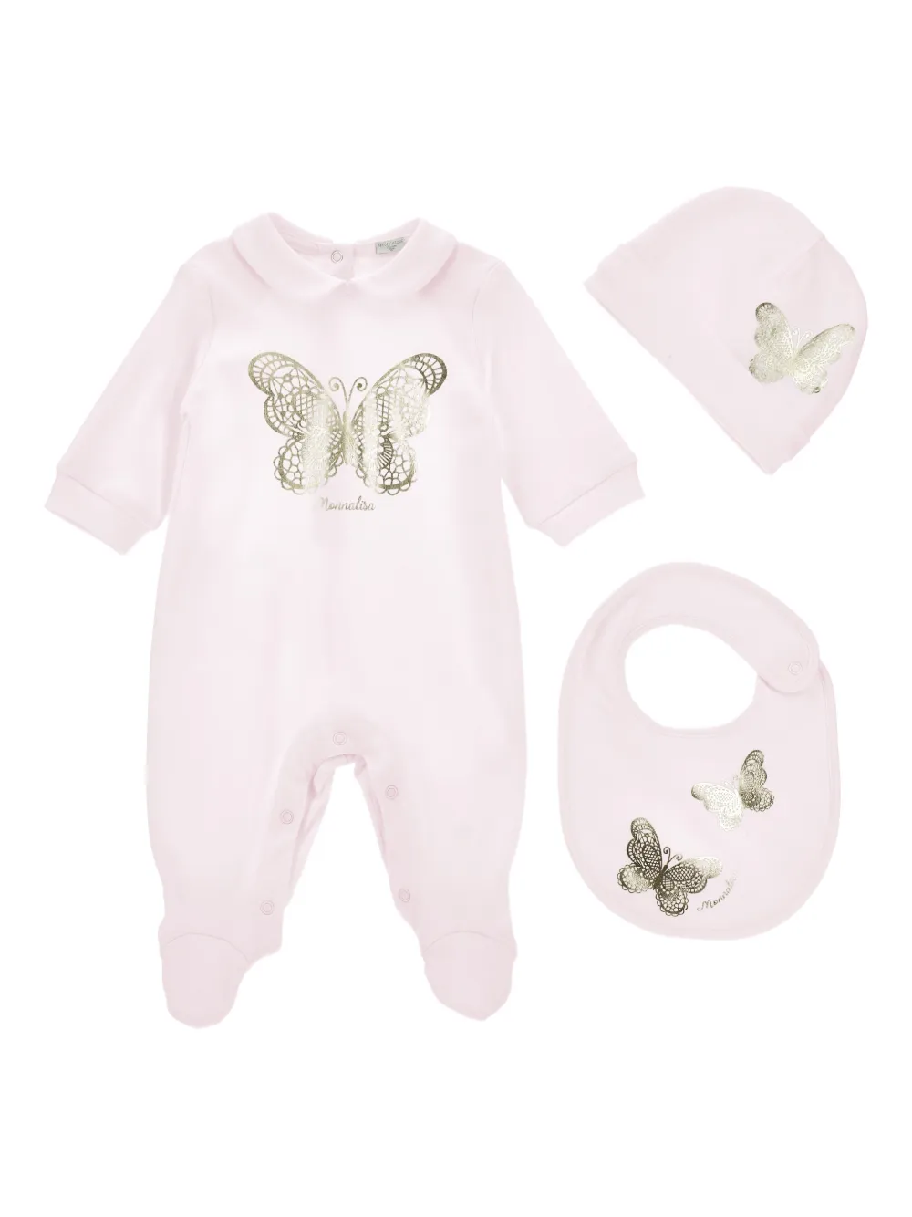 Monnalisa Strampler-Set mit Schmetterling - Rosa