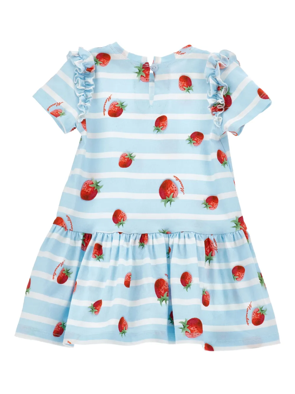 Monnalisa Jurk met aardbeiprint en ruches Blauw
