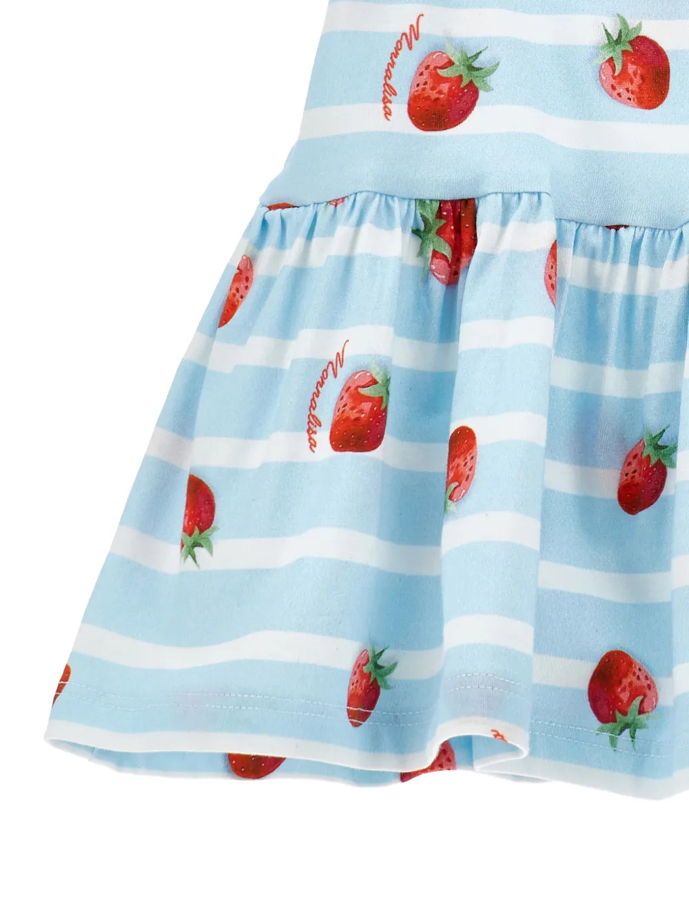 Monnalisa Jurk met aardbeiprint en ruches Blauw