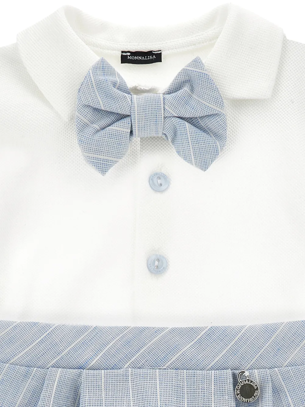  Monnalisa Bow Striped Romper - Blue 
