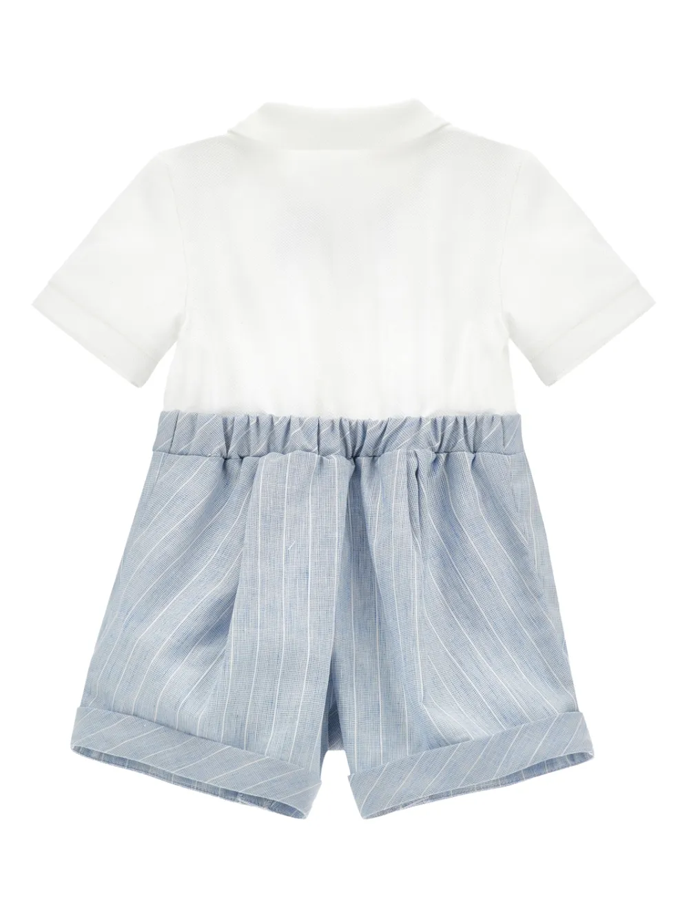  Monnalisa Bow Striped Romper - Blue 