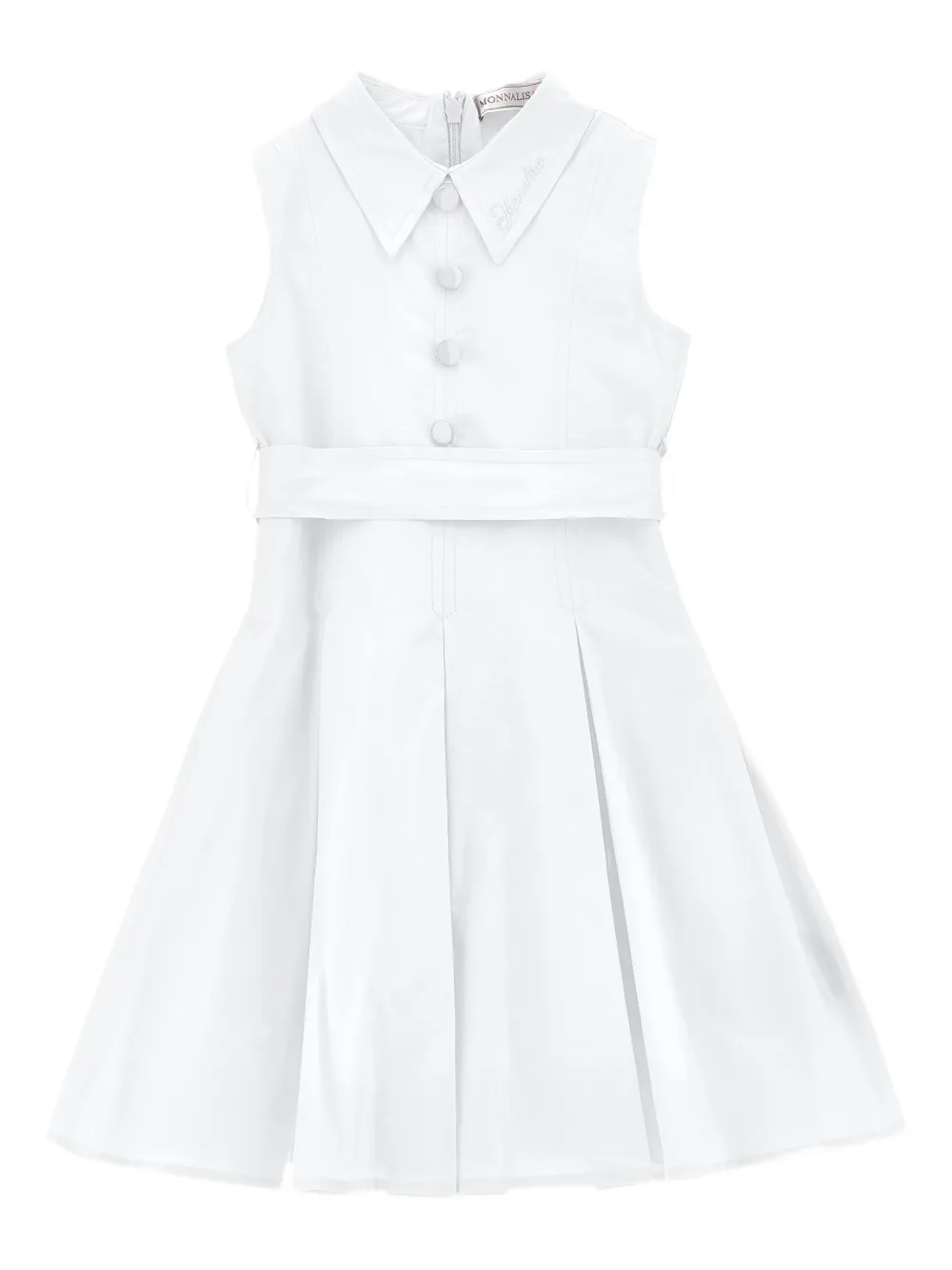 Monnalisa Abito con cintura e colletto - Bianco