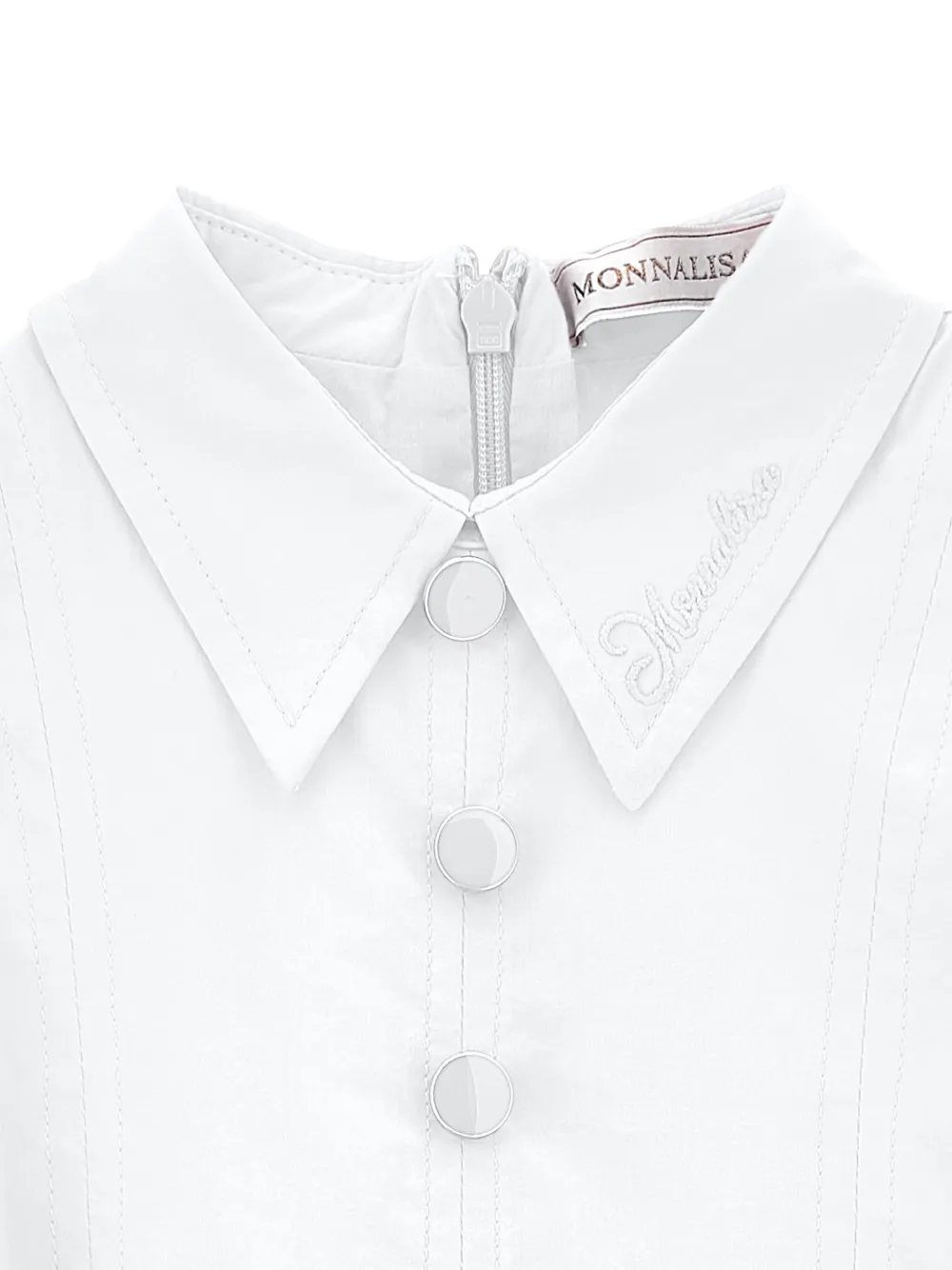  Monnalisa Collared Belted Dress - White 