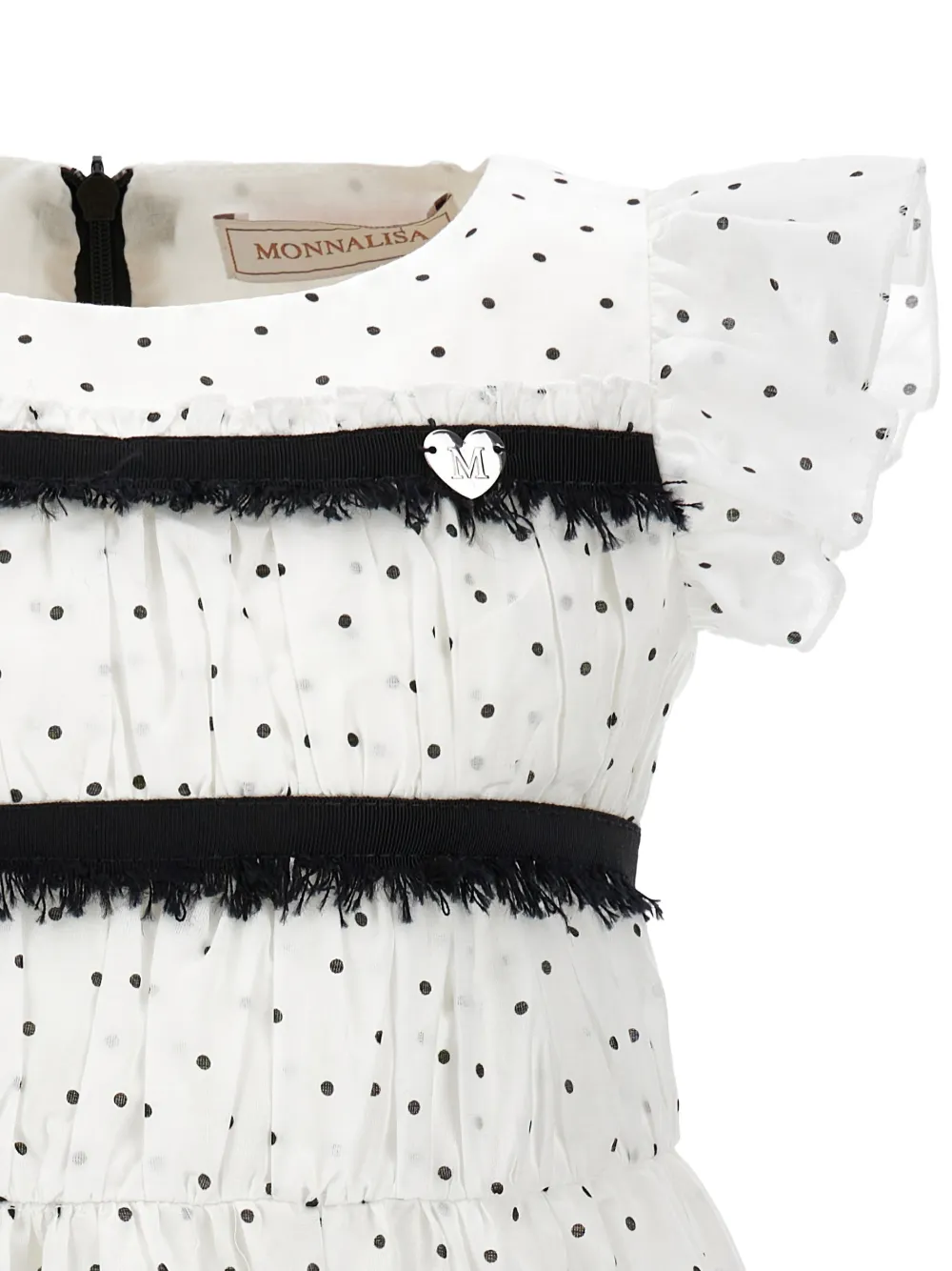Monnalisa Jurk met stippen en lint Wit