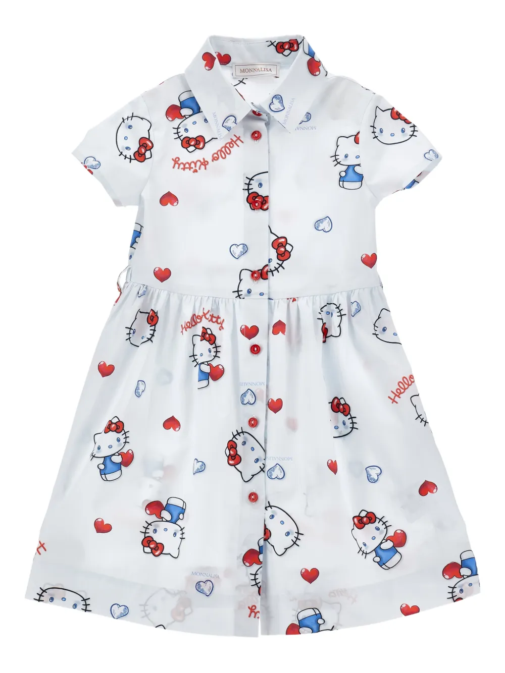  Monnalisa Buttoned Graphic Dress - White 