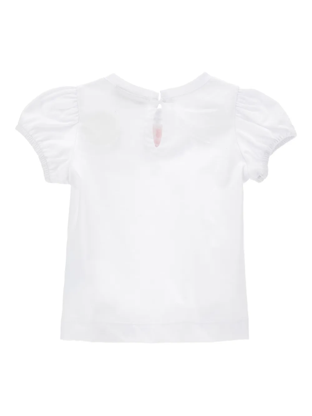 Monnalisa T-shirt met pofmouwen en bloemenprint Wit