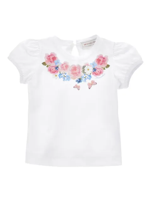 Monnalisa Camiseta floral com mangas bufantes