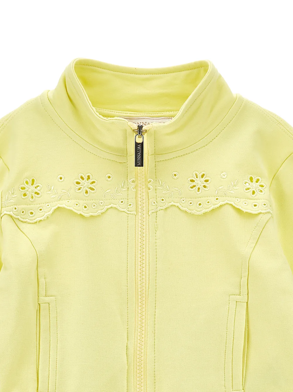  Monnalisa Floral-embroidered Zip-fastening Sweatshirt - Yellow 