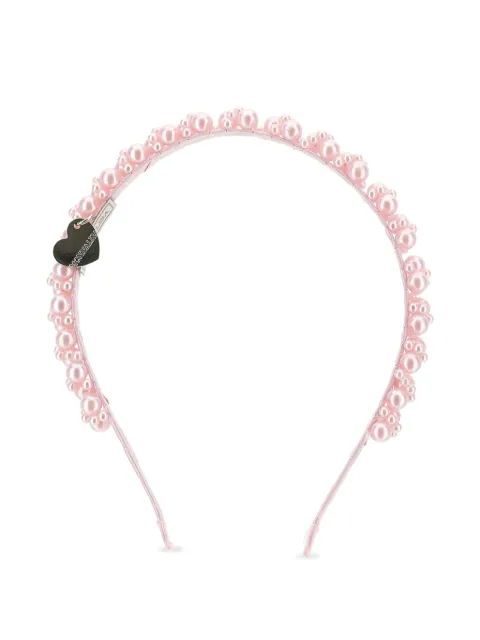 Monnalisa pearl heart-charm headband