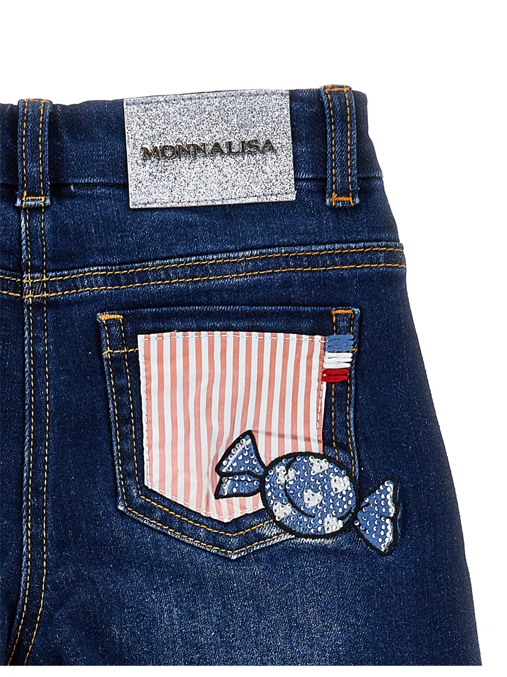 Monnalisa x Hello Kitty jeans met franje en applicatie Blauw