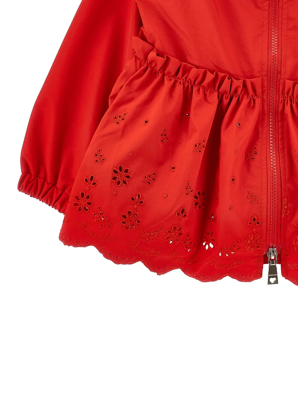  Monnalisa Ruffled Eyelet Jacket - Red 