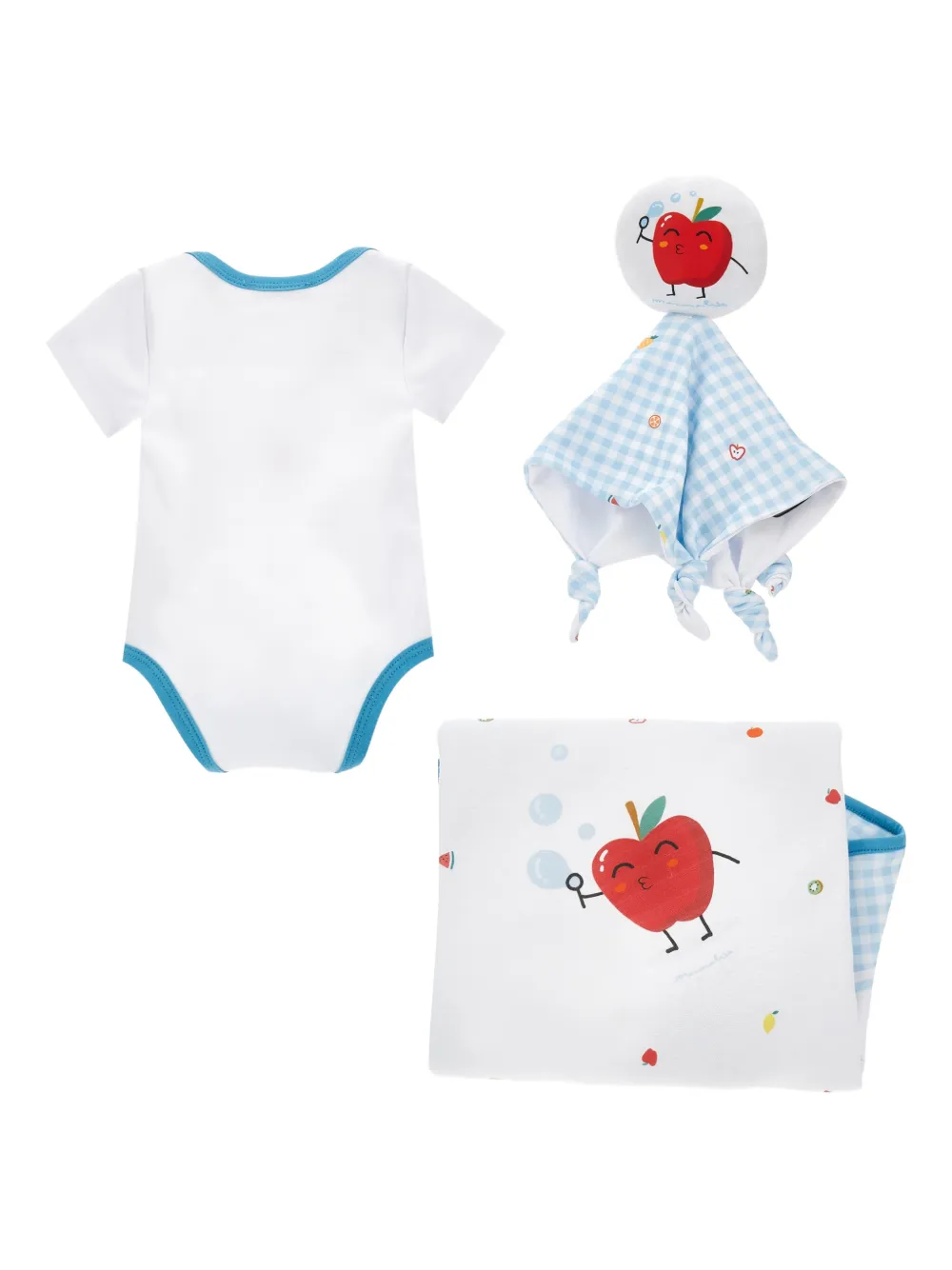 Monnalisa Romper met gingham ruit en fruitprint Wit