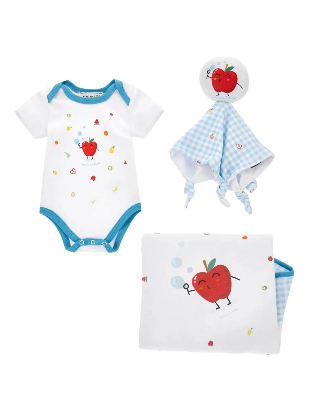 Monnalisa Set neonato a quadretti - Bianco