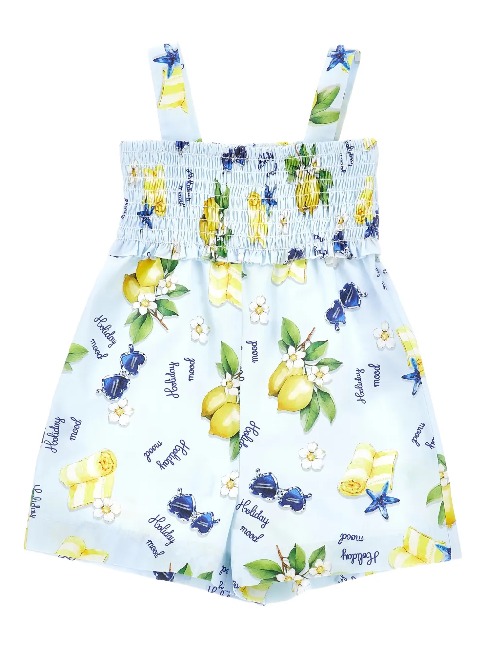 Monnalisa Holiday Mood Playsuit mit Print - Blau