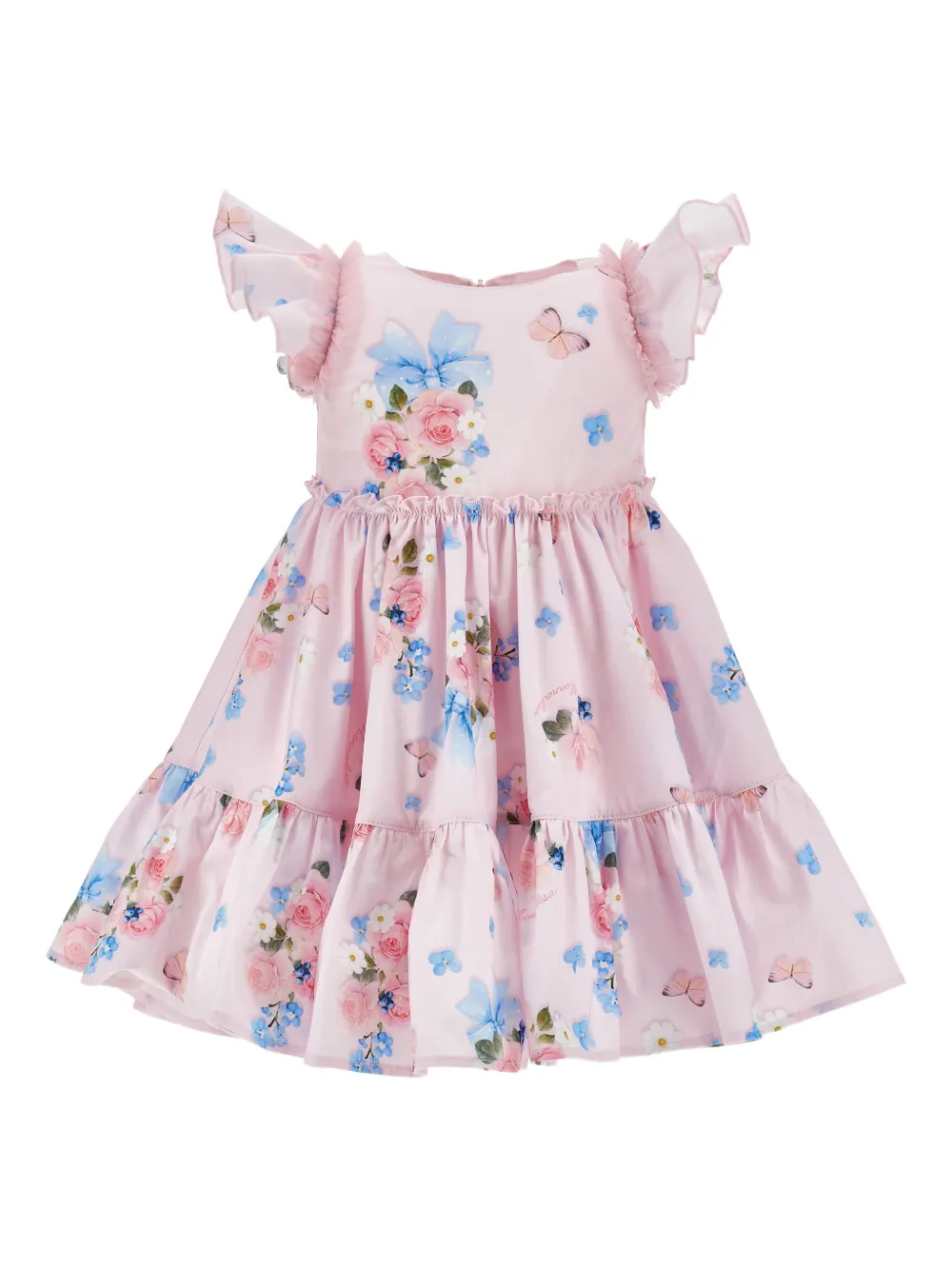 Monnalisa ruffled floral-print dress - Pink