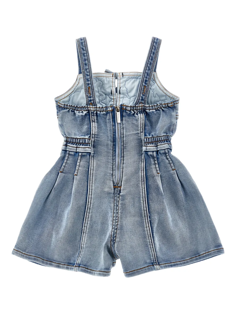  Monnalisa Floral-embroidered Playsuit - Blue 