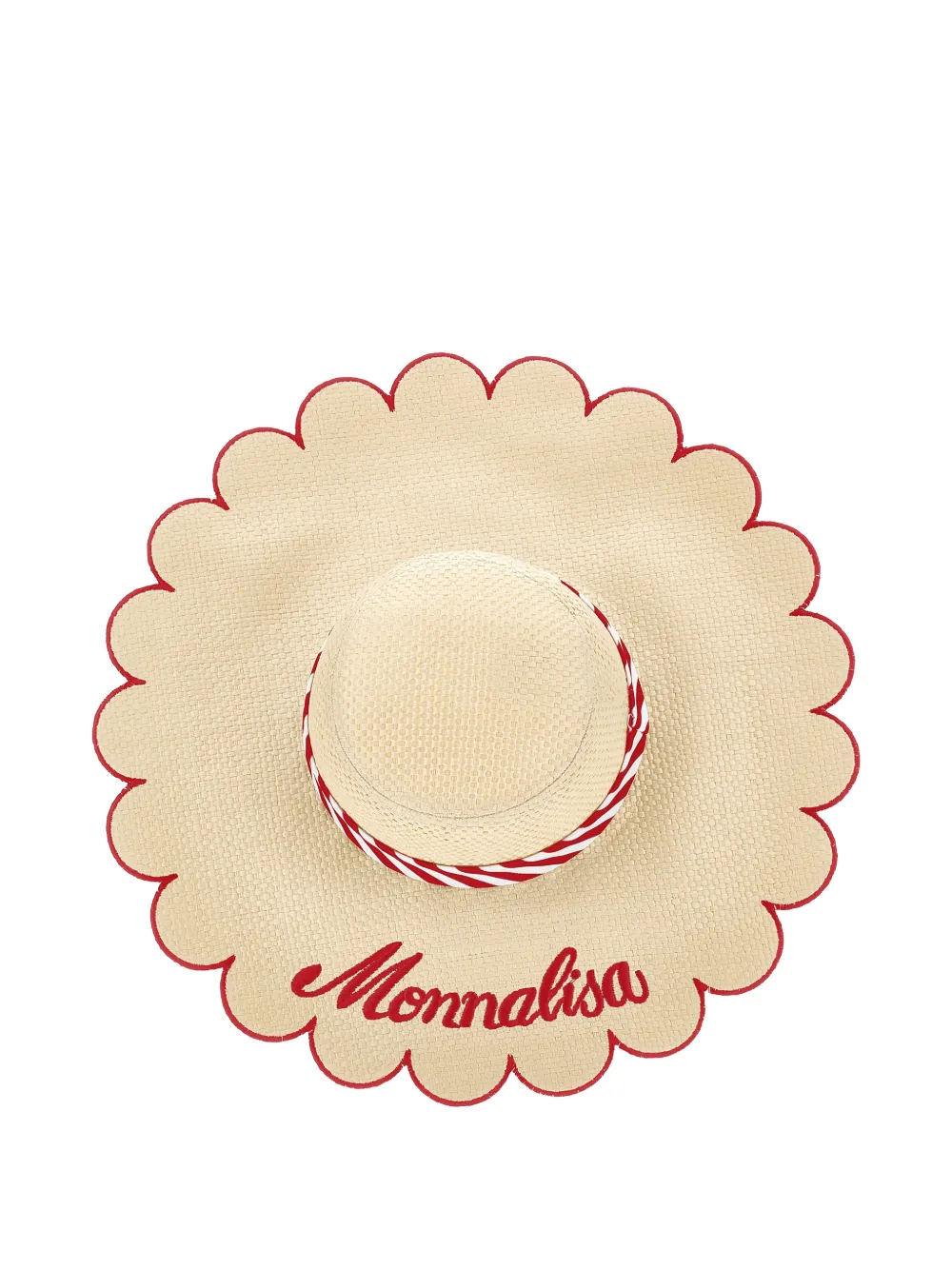 Monnalisa Gewelfde gestreepte zonnehoed Beige