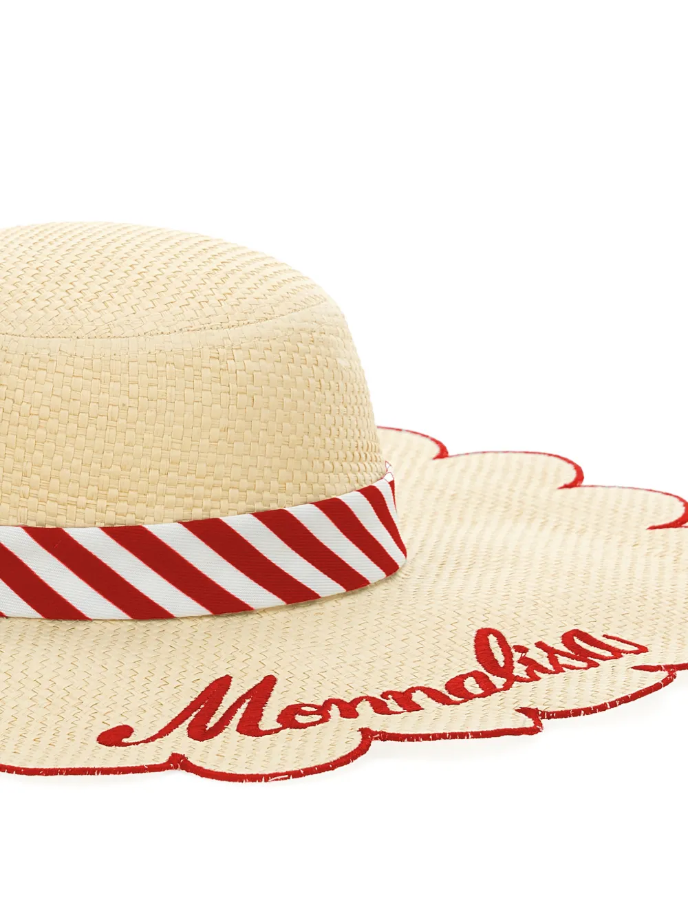 Monnalisa Gewelfde gestreepte zonnehoed Beige