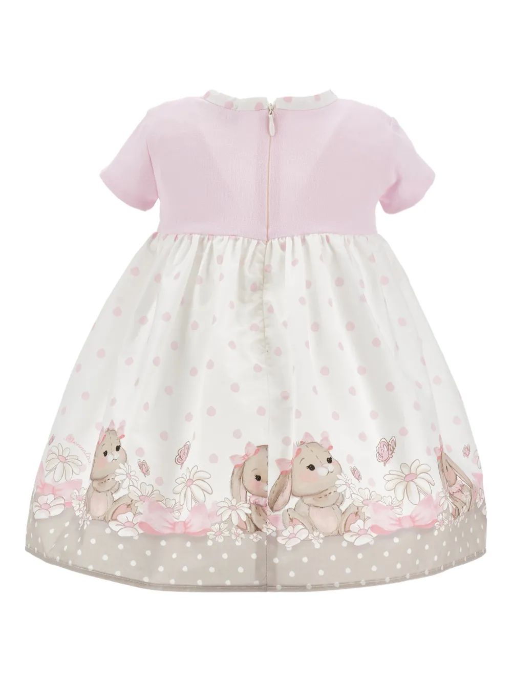 Monnalisa Jurk met stippen en bloemenprint Wit
