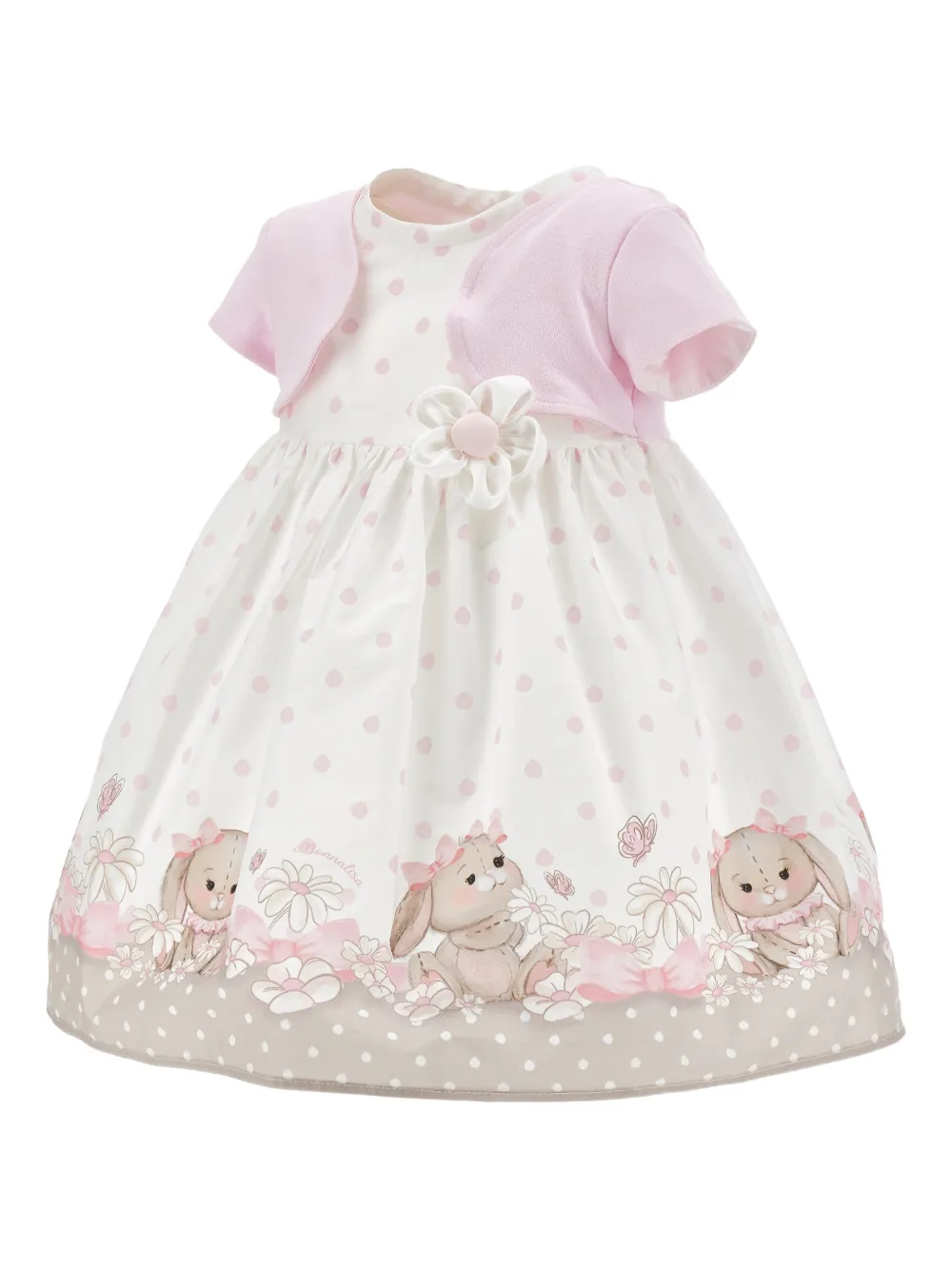 Monnalisa Jurk met stippen en bloemenprint Wit