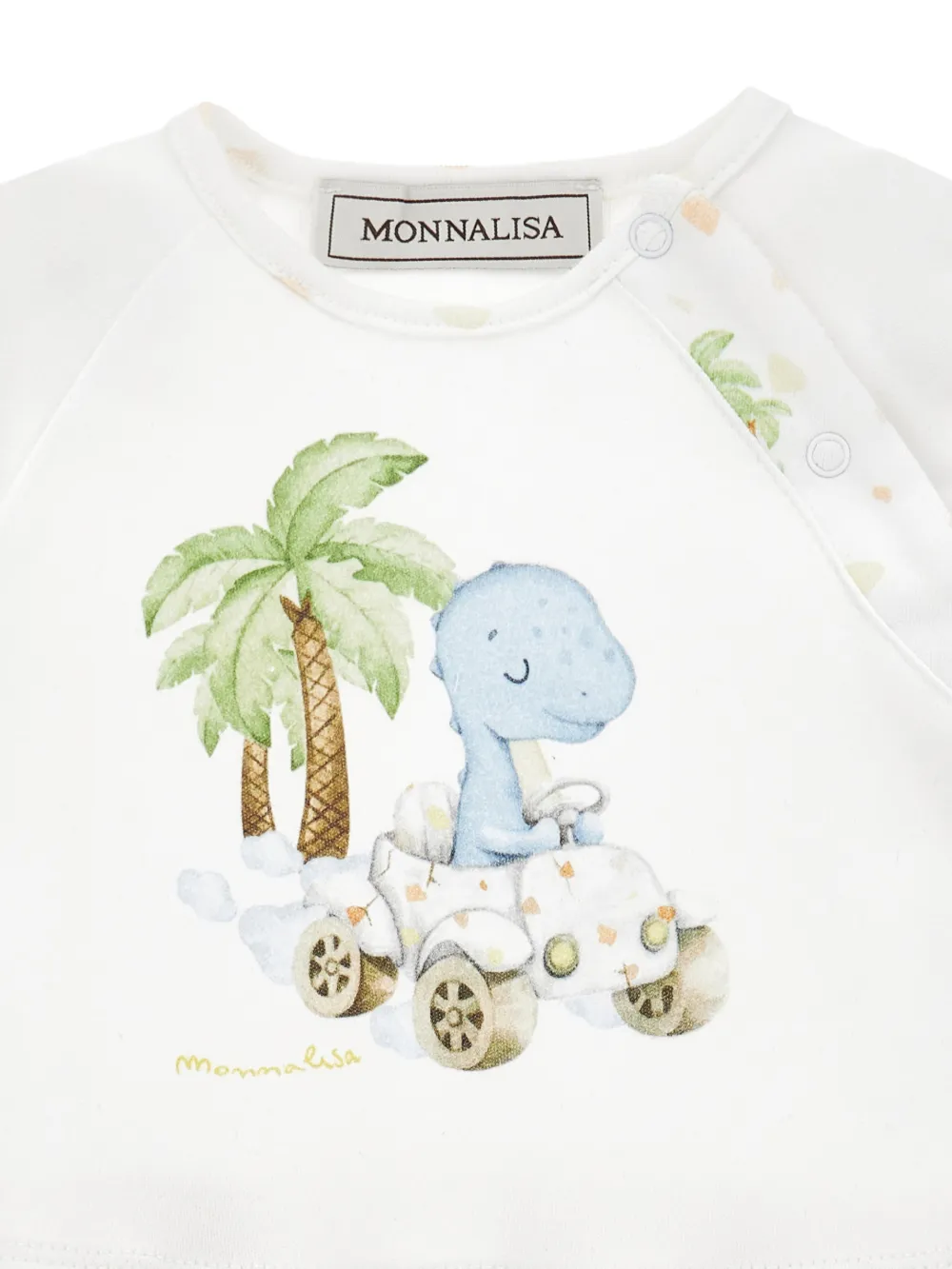 Monnalisa Romper met dinosaurus print Wit