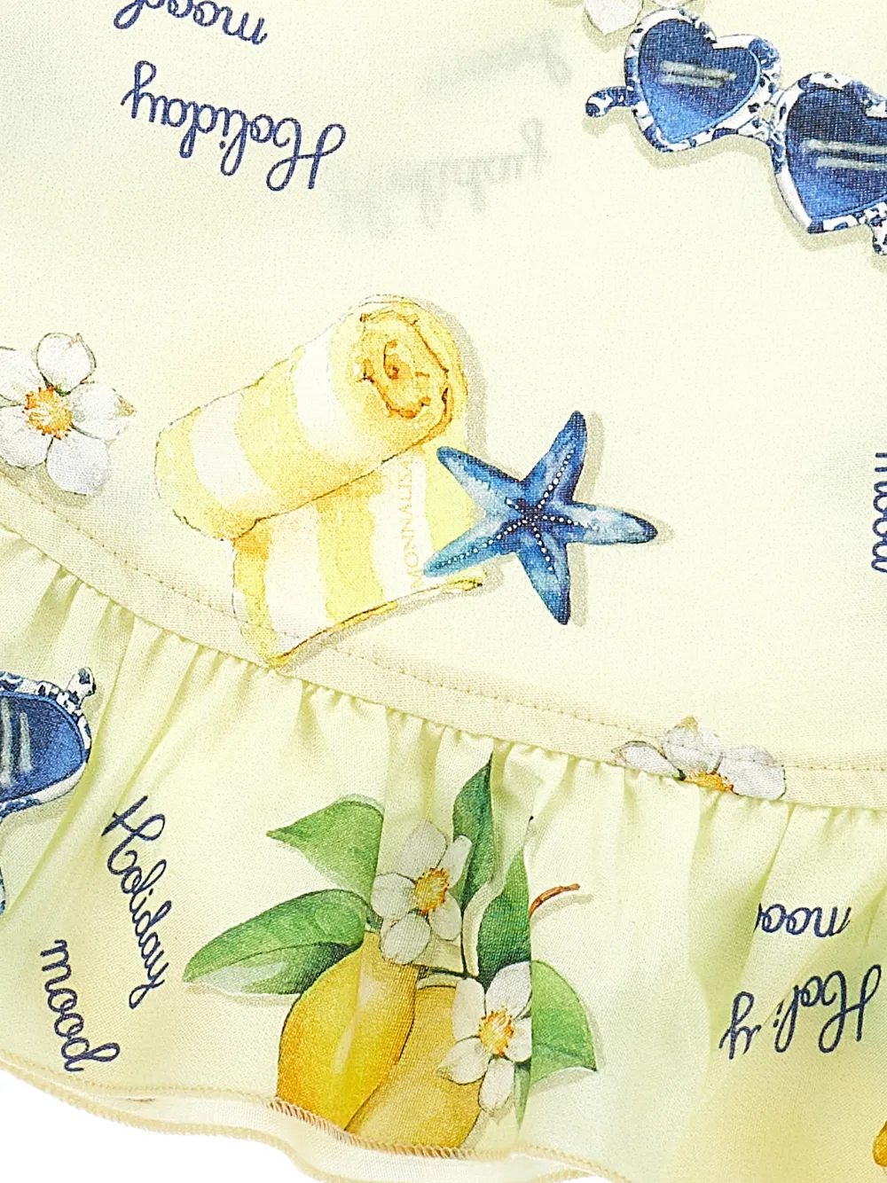 Monnalisa Rok met ruches en print Geel