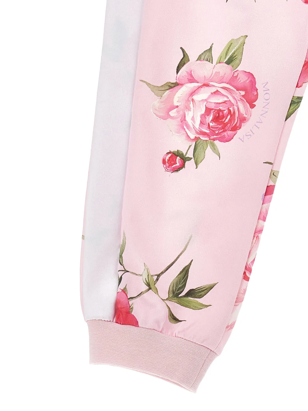 Monnalisa Trainingsbroek met bloemenprint Roze