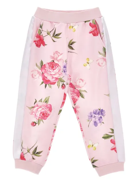 Monnalisa floral-pattern track pants