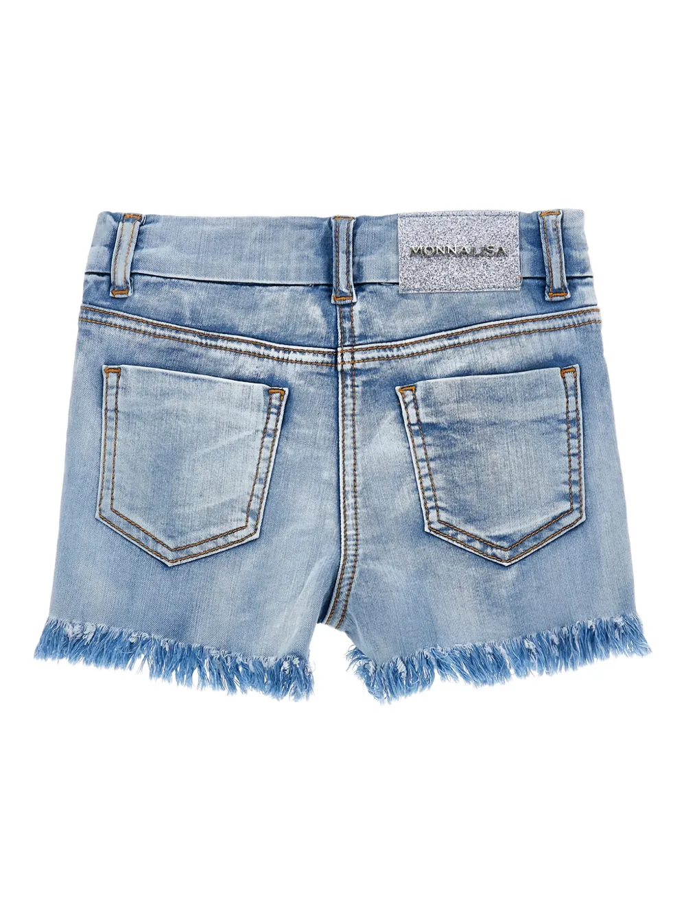 Monnalisa x Disney shorts met geborduurd detail en franje Blauw