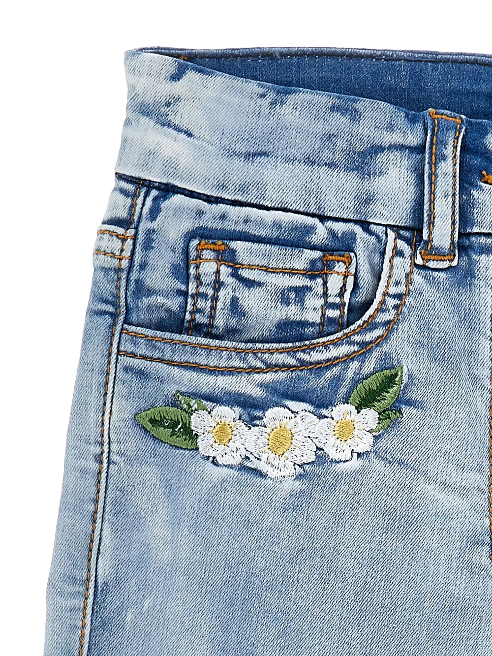 Monnalisa x Disney shorts met geborduurd detail en franje Blauw