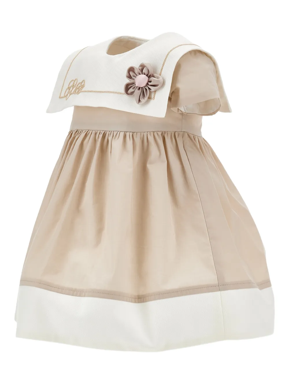 Monnalisa Jurk met bloemenpatch Beige