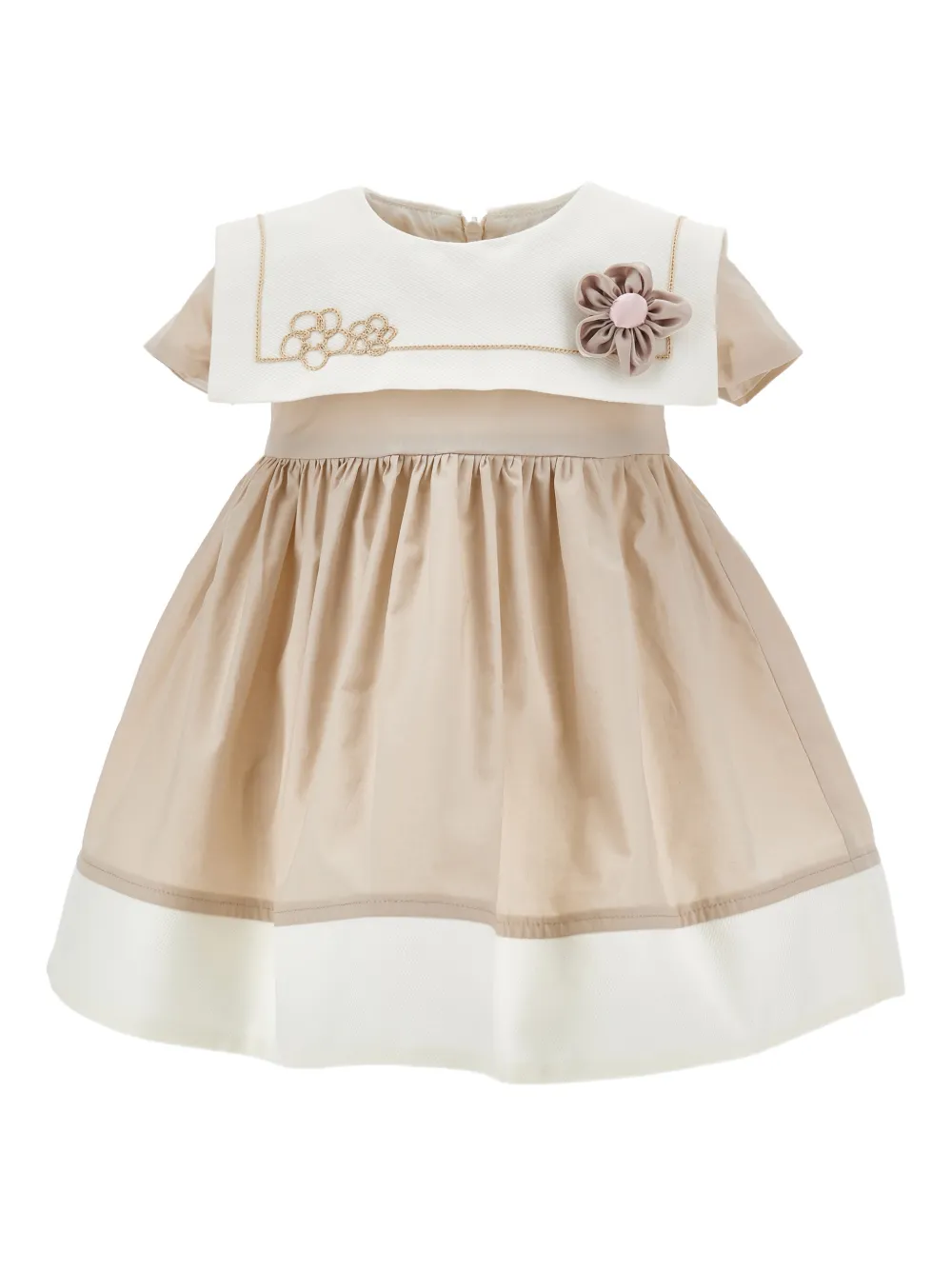 Monnalisa Abito con applicazione fiori - Toni neutri