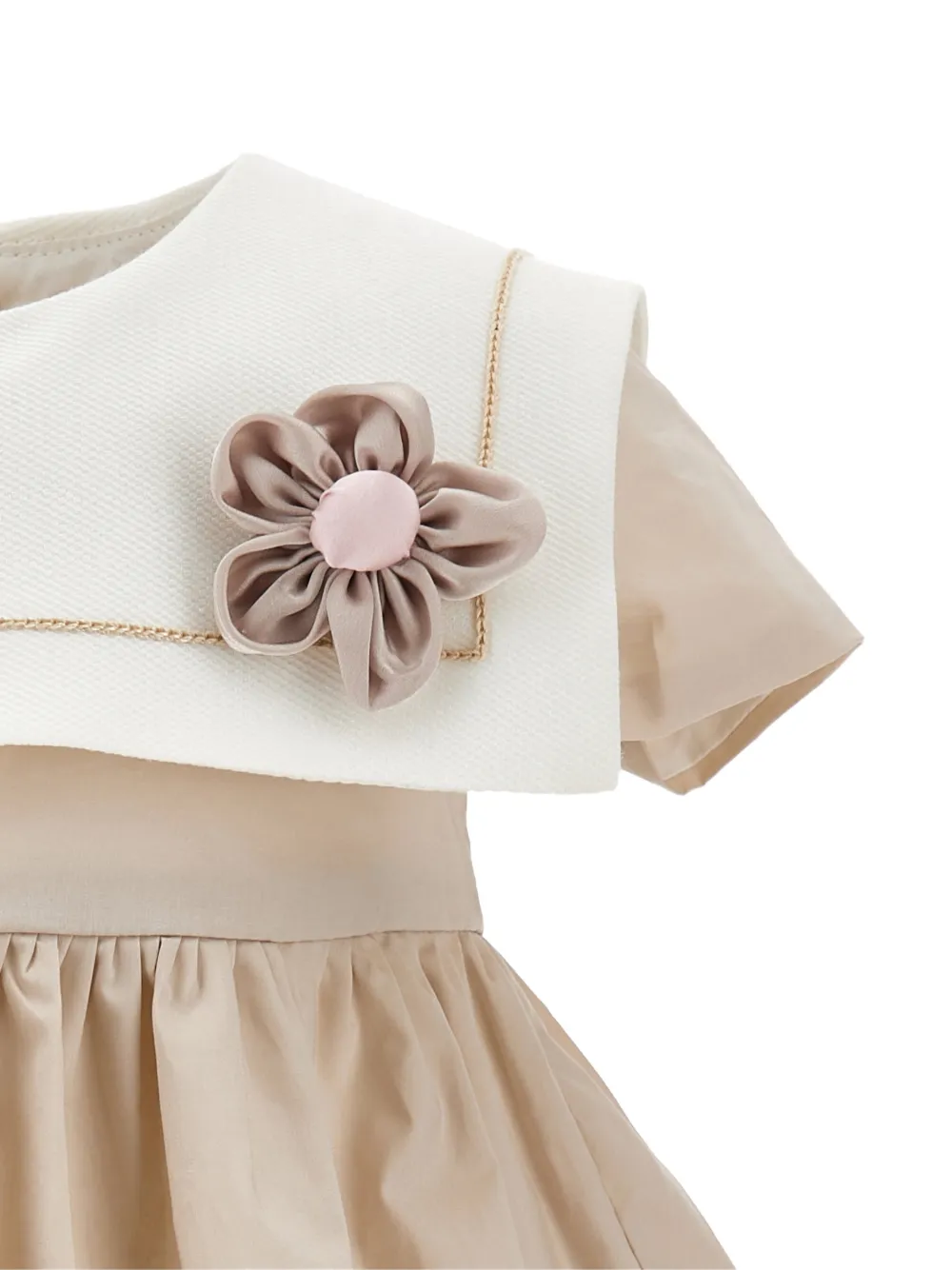 Monnalisa Jurk met bloemenpatch Beige