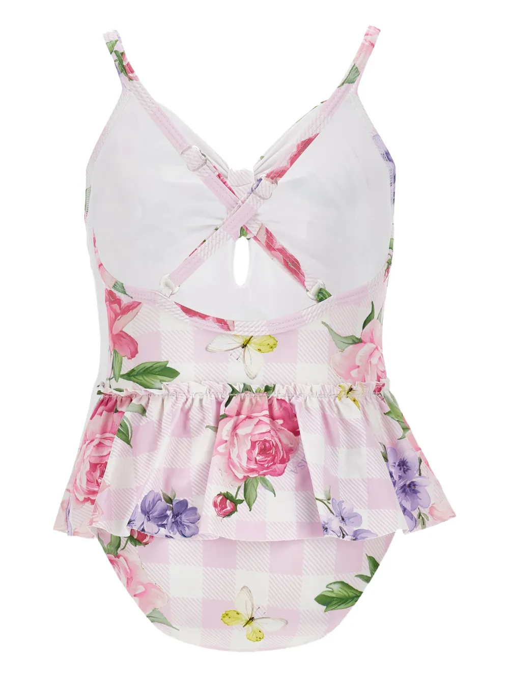 Monnalisa Floral Ruffled Swimsuit - Pink 