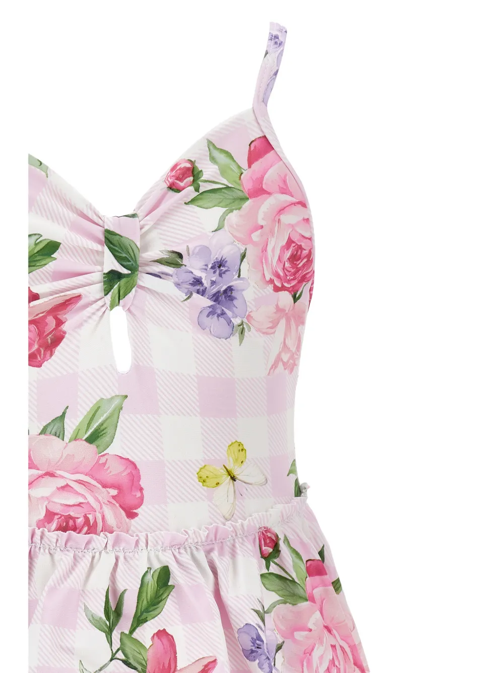  Monnalisa Floral Ruffled Swimsuit - Pink 