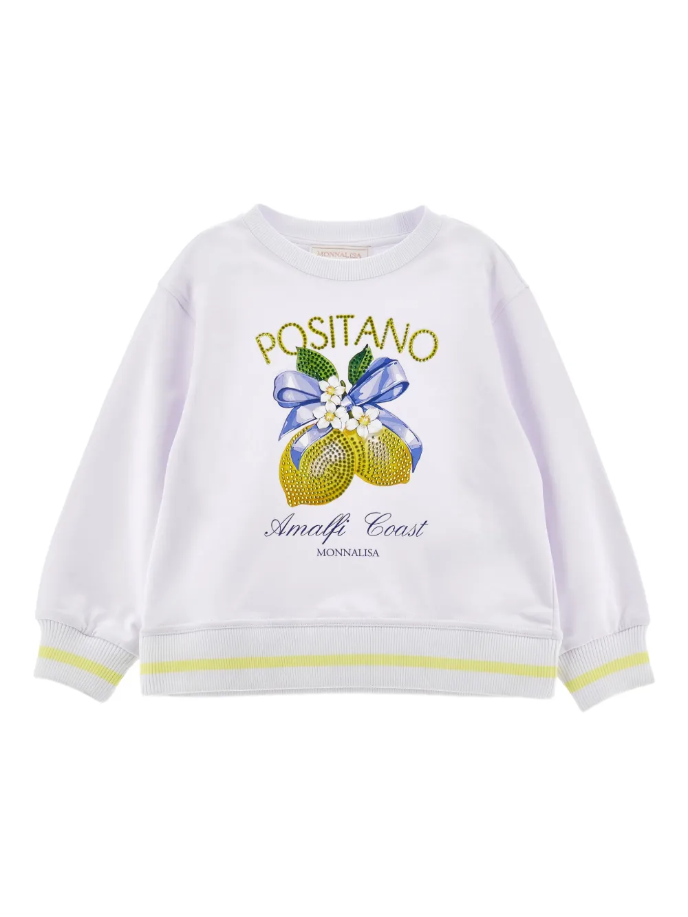 Monnalisa Felpa con dettaglio a righe - Bianco