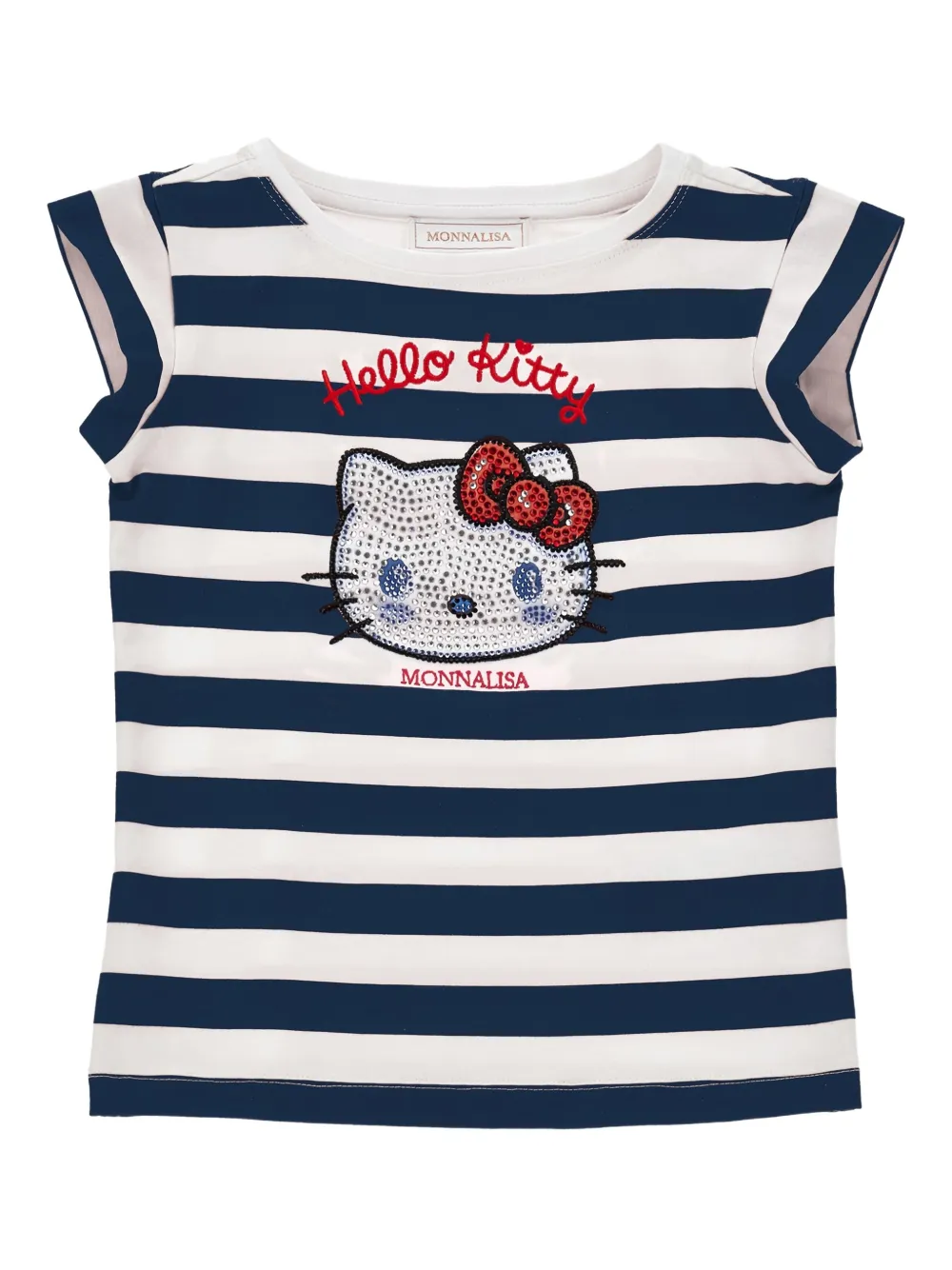 Monnalisa T-shirt a righe con stampa - Blu