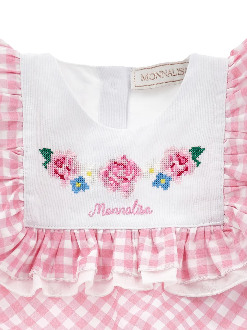  Monnalisa Ruffled Floral Romper - Pink 
